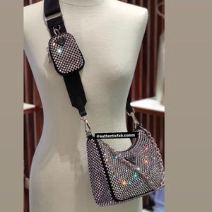 PRADA RE-EDITION BAG IN RE-NYLON WITH CRYSTALS CROSSBODY BAG WITH A POUCH🔥😍